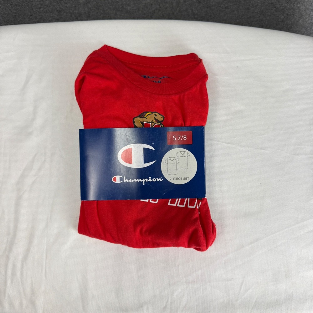 Champion Maryland Terrapins Youth 2-Piece T-Shirt Set Red Grey Size S 7/8 NEW